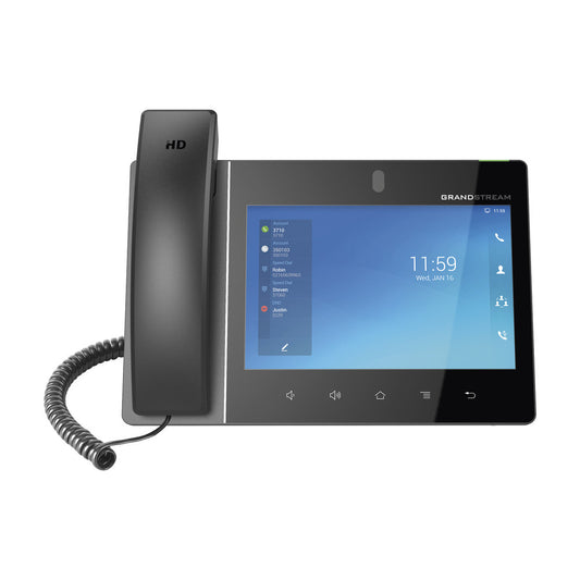 Android 11 IP Phone, 16 SIP lines with 16 accounts, 8' touchscreen, Gigabit ports, Wi-Fi, Bluetooth, PoE, Opus codec, IPV4/IPV6 with GDMS cloud management