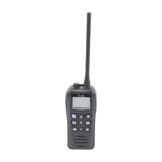 VHF Marine Portable Transceiver, Large Keys and Easy-to-Grip Design, 6 W, 12 Hours of Battery Life (with BP-296 battery), Channel History Function Stores the Last Five Channels, Used for Easy Recall, Float and Flash Function, Stylish Design, Black.
