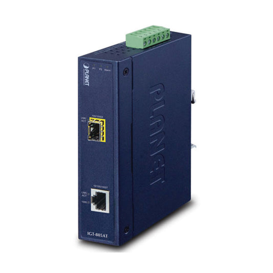 Industrial 10/100/1000BASE-T to 100/1000BASE-X SFP Media Converter