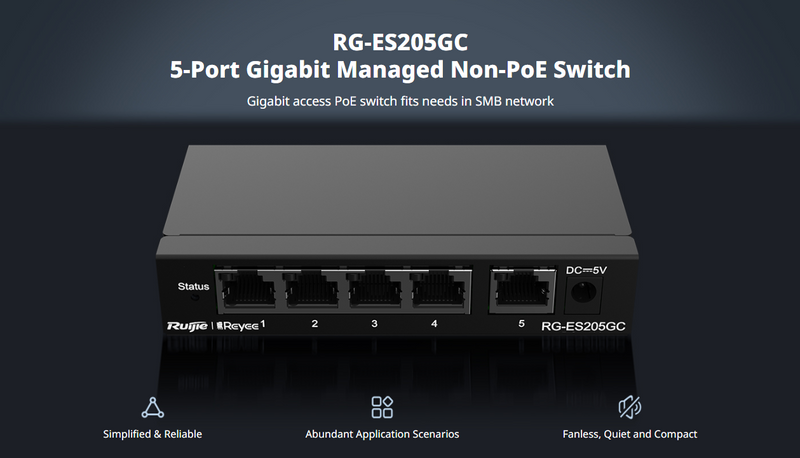 5-Port Gigabit Smart Cloud Managed Non-PoE Switch, Automatic Loop Prevention Ensures Service Continuity