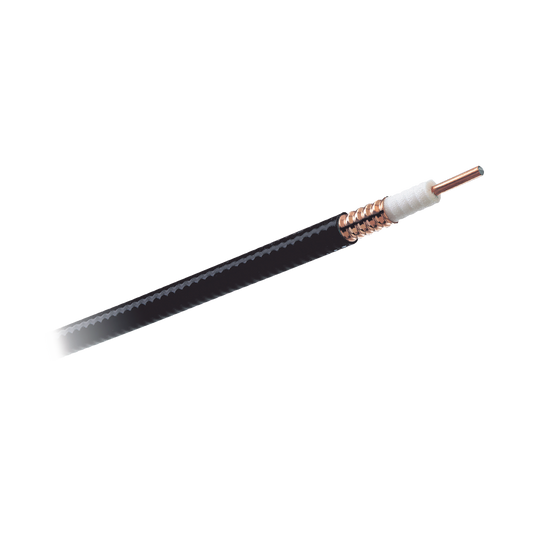 Heliax Low Density Foam Coaxial Cable, Corrugated Copper, 1/2", Black PE Jacket, 1,000 ft. Reel