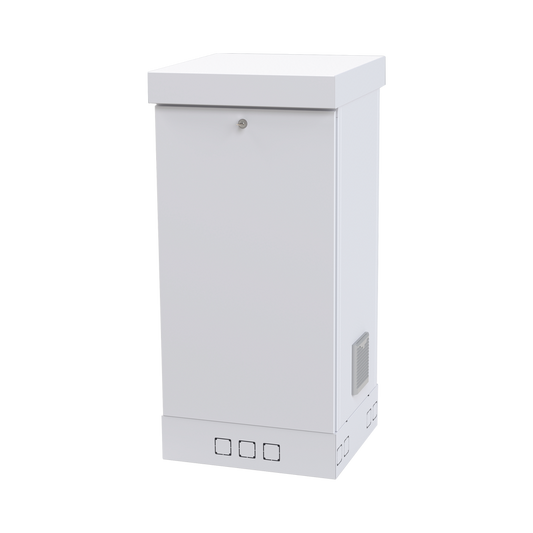 Rack Enclosure, Capacity for 20 Rack Units, 21.77 in wide, 48.90 in deep, Double doors with adjustable front and intermediate posts, White color