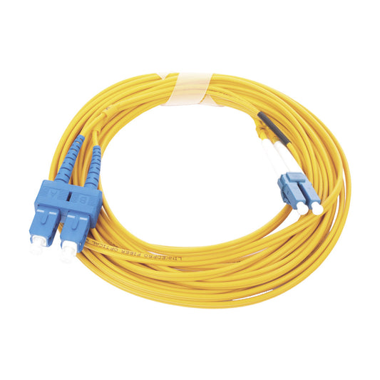 Singlemode Fiber Optic Jumper 9/125 LC/UPC-SC/UPC, PVC, 2.0 mm, Duplex, Yellow, 5 Meters