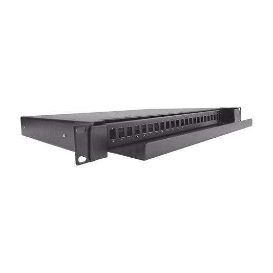 Fiber Optic Distributor, empty, 19in, Accepts 24 Adapters 'LC Duplex' or 'LC Simplex' or 24 'SC' Simplex, 1U
