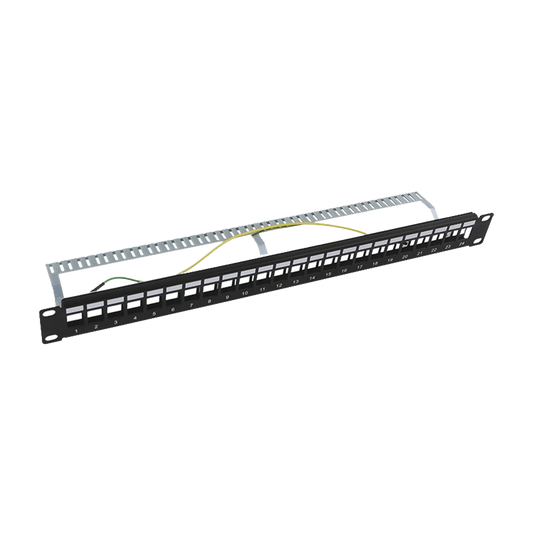 Modular patch panel STP 24 ports, 1U, with Bar to Organize Cable
