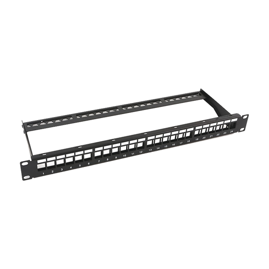 Modular Patch Panel, 24-port, 1U, with Bar to Organize Cable