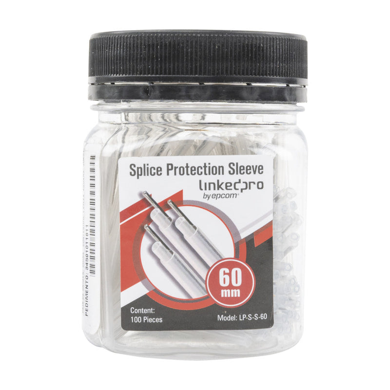Jar of 100 fiber optic fusion sleeves, 60mm