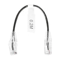 Slim Patch Cord UTP Cat6 - 0.65 ft (20 cm) Black, Reduced Diameter (28 AWG)