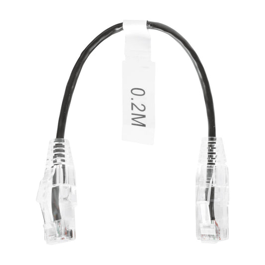 Slim Patch Cord UTP Cat6 - 0.65 ft (20 cm) Black, Reduced Diameter (28 AWG)