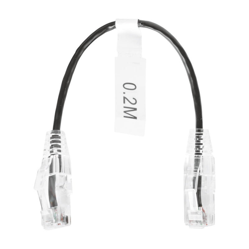 Slim Patch Cord UTP Cat6 - 0.65 ft (20 cm) Black, Reduced Diameter (28 AWG)