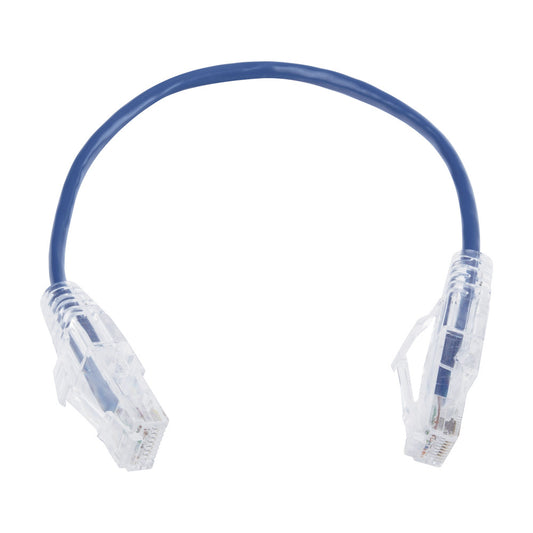 Slim Patch Cord UTP Cat6 - 0.65 ft (20 cm) Blue, Reduced Diameter (28 AWG)