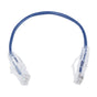 Slim Patch Cord UTP Cat6 - 0.65 ft (20 cm) Blue, Reduced Diameter (28 AWG)