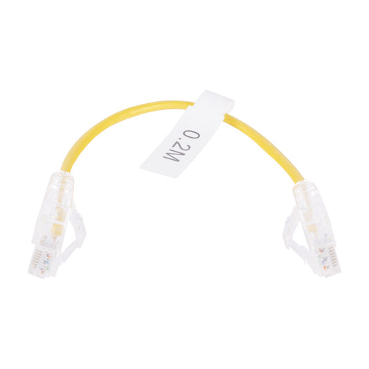 Slim Patch Cord UTP Cat6 - 0.65 ft (20 cm) Yellow, Reduced Diameter (28 AWG)