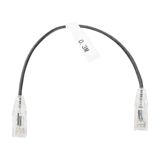 Slim Patch Cord UTP Cat6 - 0.98 ft (30 cm) Black, Reduced Diameter (28 AWG)