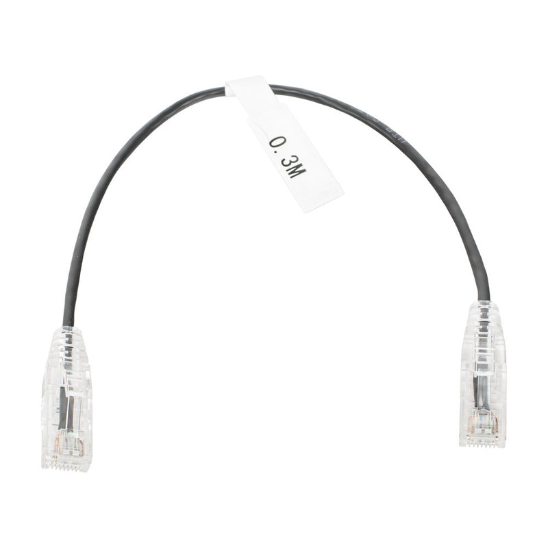 Slim Patch Cord UTP Cat6 - 0.98 ft (30 cm) Black, Reduced Diameter (28 AWG)