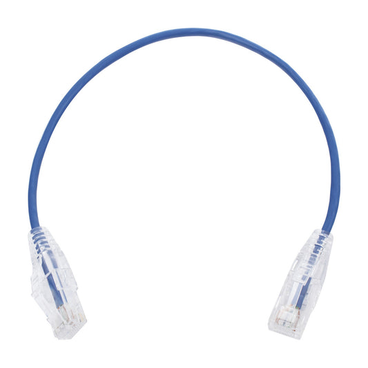 Slim Patch Cord UTP Cat6 - 0.98 ft (30 cm) Blue, Reduced Diameter (28 AWG)