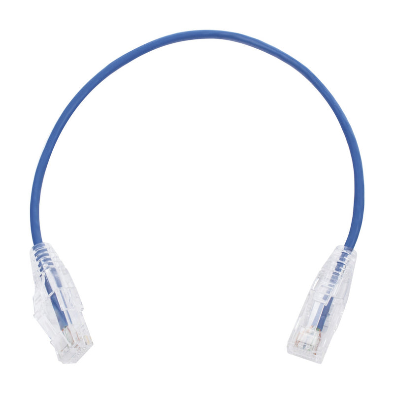 Slim Patch Cord UTP Cat6 - 0.98 ft (30 cm) Blue, Reduced Diameter (28 AWG)