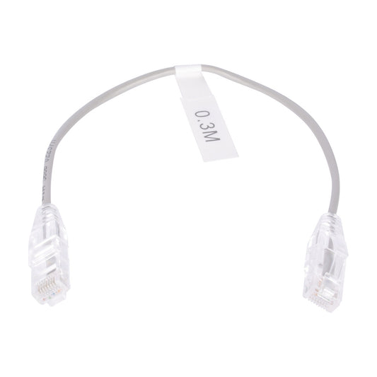Slim Patch Cord UTP Cat6  - 0.98 ft (30 cm) Gray, Reduced Diameter (28 AWG)