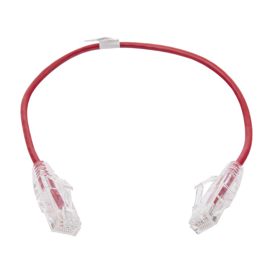 Slim Patch Cord UTP Cat6 - 0.98 ft (30 cm) Red, Reduced Diameter (28 AWG)