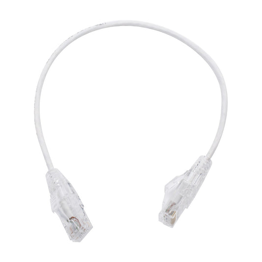Slim Patch Cord UTP Cat6  - 0.98 ft (30 cm) White, Reduced Diameter (28 AWG)