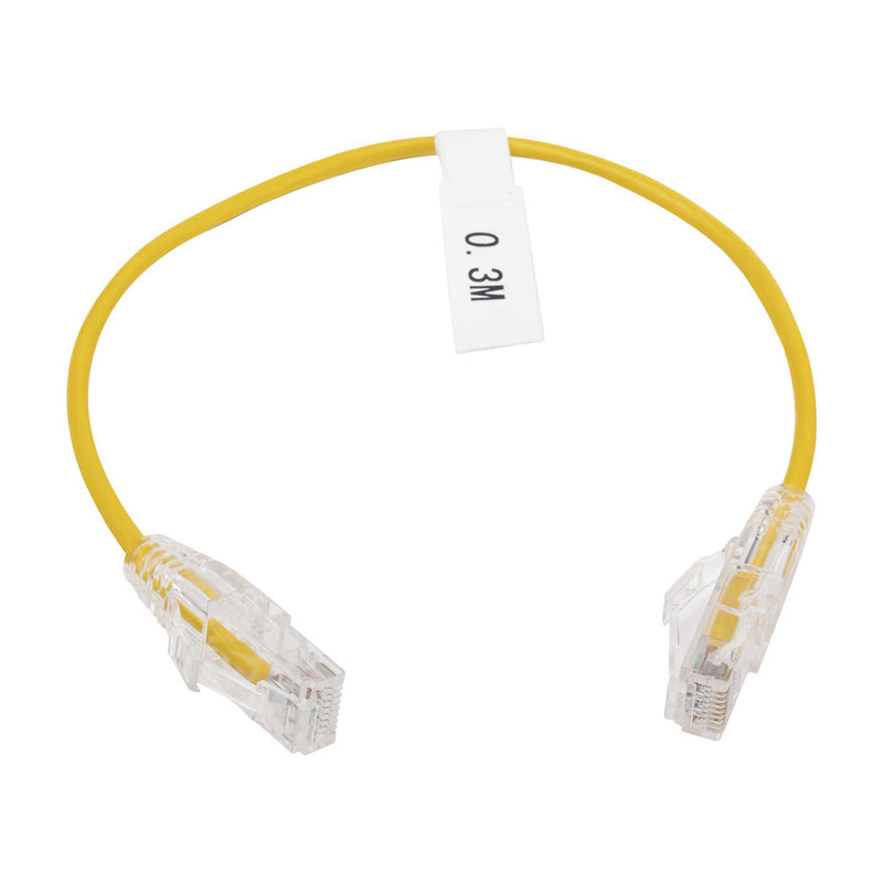 Slim Patch Cord UTP Cat6  - 0.98 ft (30 cm) Yellow, Reduced Diameter (28 AWG)