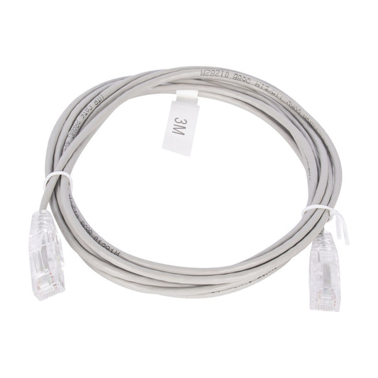 Slim Patch Cord UTP Cat6 10 ft Gray 28 AWG