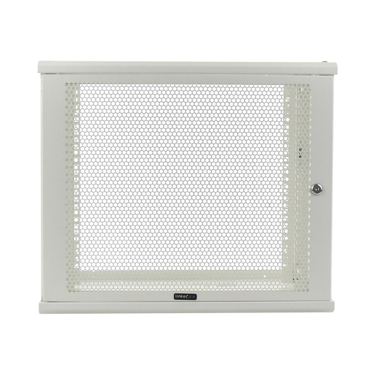 Linkedpro Wall Mount Enclosure, 19in, Perforated Door, 9 RU, 380 mm Work Depth, White. SHIPPED ASSEMBLED.
