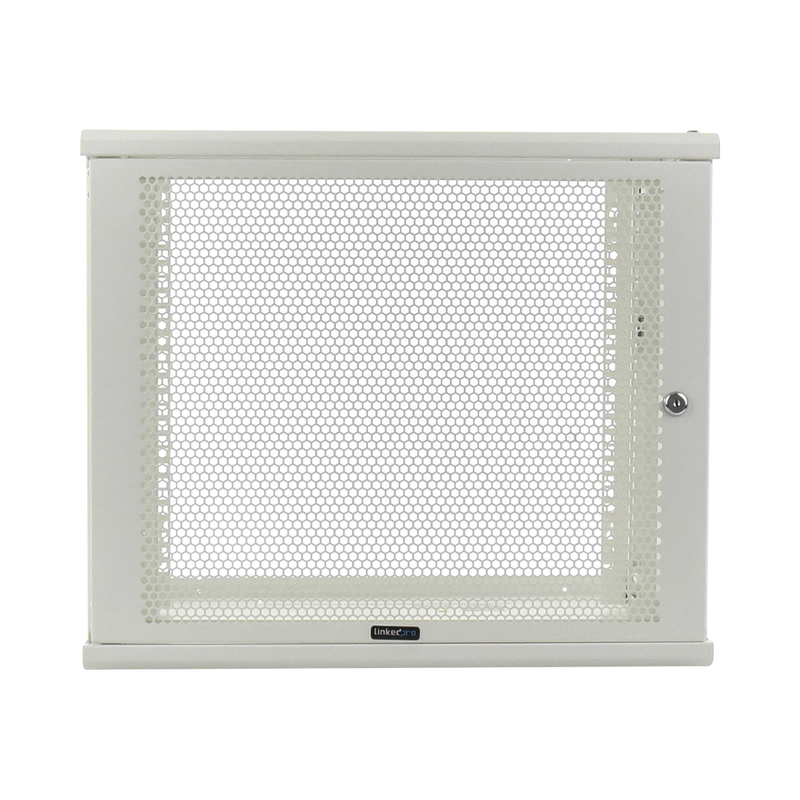 Linkedpro Wall Mount Enclosure, 19in, Perforated Door, 9 RU, 380 mm Work Depth, White. SHIPPED ASSEMBLED.