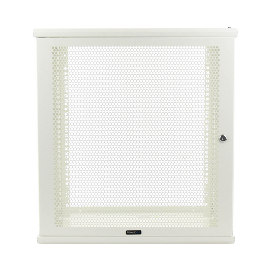Linkedpro Wall Mount Enclosure, 19in, Perforated Door, 12 RU, 13.15 in (334 mm) Work Depth, White. Shipped fully ASSEMBLED.