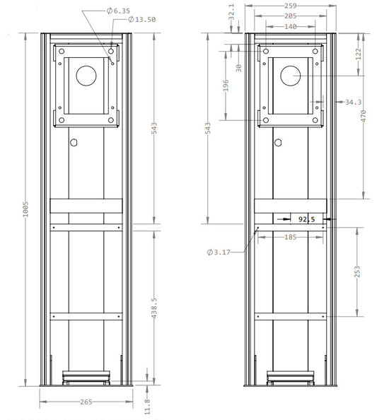 Cabinet for CAME Barrier Gates, Does not Include Door, Compatible with Hybrid Series