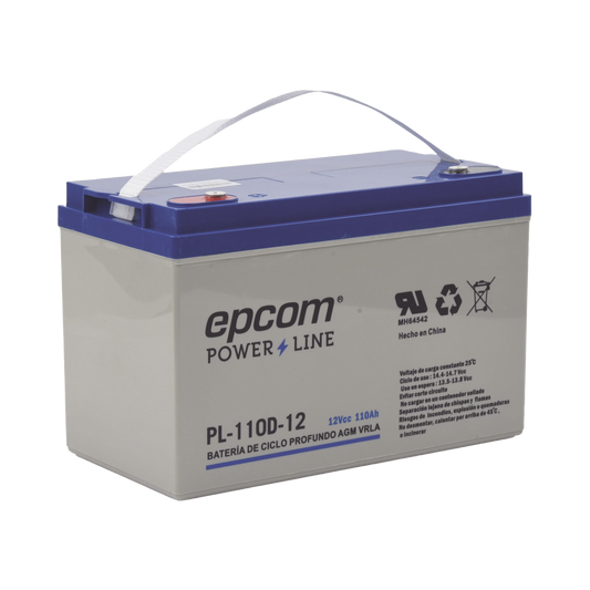 EPCOM Deep Cycle Battery 12V, 110Ah Technology for VRLA AGM Deep Cycle for Photovoltaic Applications, Terminal type M6