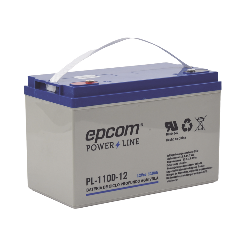 EPCOM Deep Cycle Battery 12V, 110Ah Technology for VRLA AGM Deep Cycle for Photovoltaic Applications, Terminal type M6
