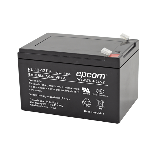Backup battery / 12 V, 12 Ah / UL / AGM-VRLA technology / Flame retardant / For use in electronic equipment Intrusion alarms / Fire / Access control / Video Surveillance / F2 type terminals.