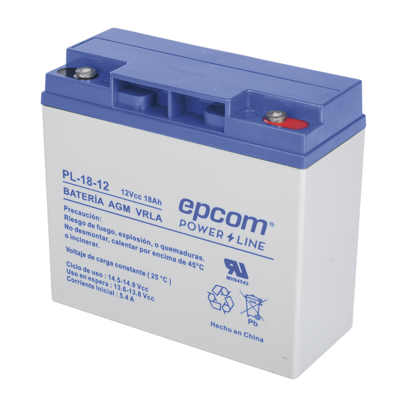 Backup battery / 12 V, 18 Ah / UL / AGM-VRLA technology / For use in electronic equipment Intrusion alarms / Fire / Access control / Video Surveillance / M5 (HEX) screw terminals.