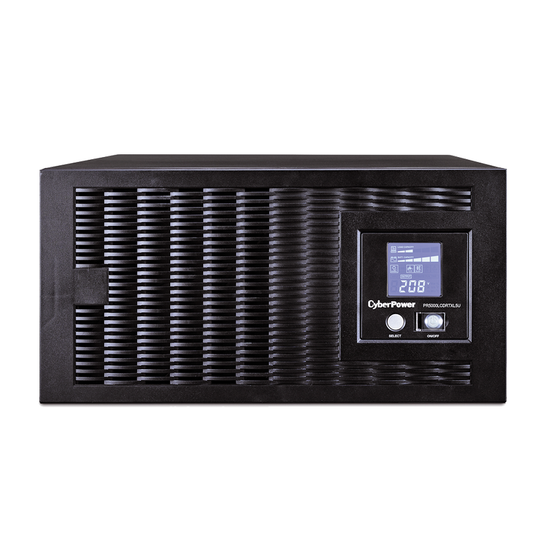 UPS 5000VA / 4500W, Input of 208-240 Volts, Output of 120V/240V/220V/208V, LCD Display, Pure Sine Wave, Automatic Voltage Regulator (AVR), Rack Cabinet 5U, 3 NEMA L6-30R and 2 NEMA L6-20R, RJ11/RJ45, USB/Serial(2)