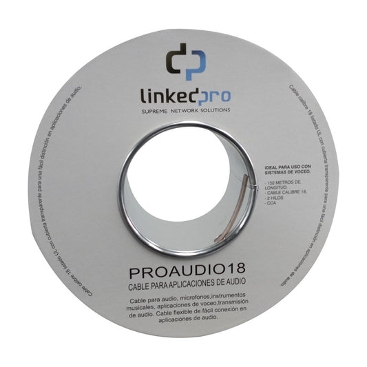 Professional Grade Audio Cable, Gauge 18, 2 Wires, Type CCA, Ideal for Speakers and Microphones, Reel 500 ft (150 m)