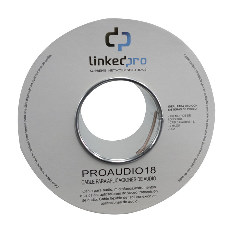 Professional Grade Audio Cable, Gauge 18, 2 Wires, Type CCA, Ideal for Speakers and Microphones, Reel 500 ft (150 m)