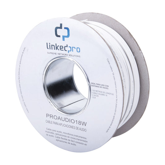 Audio Cable / 18 AWG / 2-Wire / CCA / White / 152 m (500 ft) Reel
