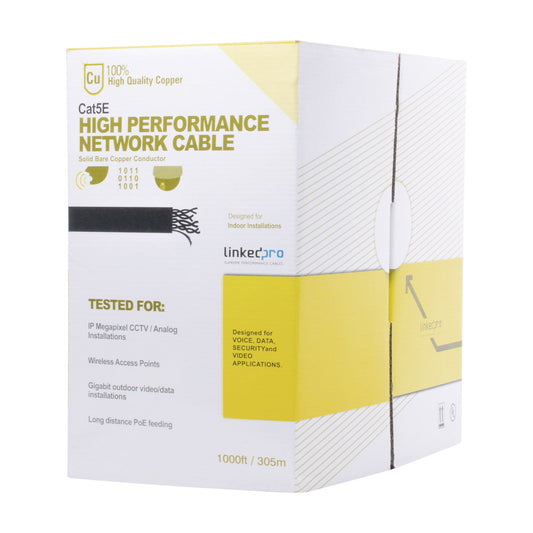 Reel 1000 ft, (305 m), Cat5e,  Indoor Use, High Performance, Gray, UL, for Video Surveillance Applications, Data Networks.