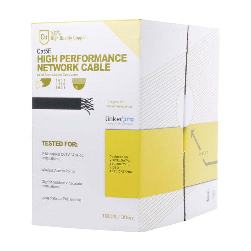 Reel 1000 ft, (305 m), Cat5e,  Indoor Use, High Performance, Gray, UL, for Video Surveillance Applications, Data Networks.