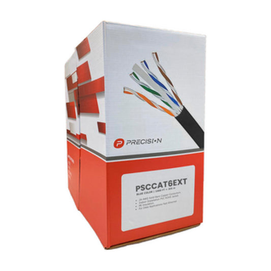 1000 ft Outdoor Cat6 UTP Cable, 24 AWG Bare Copper, Black