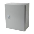 Steel Cabinet IP66  Outdoor (9.84 x 11.81 x 5.91 in) with Interior Back Cover and Lower Cover with Screws (Includes Lock and Key) and Metal Backplate for equipment assembly.