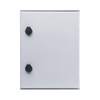Single Door Polyester Wall Mount Enclosure (11.81 x 15.74 x 7.87 In). And Plastic Backplate for equipment assembly.