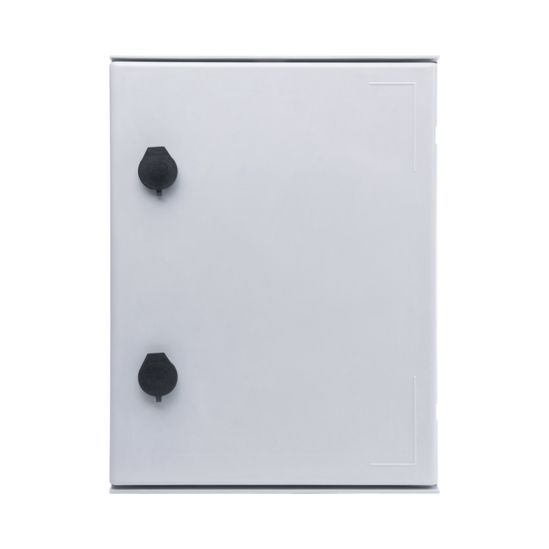 Single Door Polyester Wall Mount Enclosure (11.81 x 15.74 x 7.87 In). And Plastic Backplate for equipment assembly.