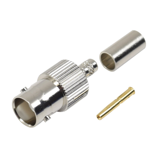 BNC Female Connector for crimp on RG-58/U, RG-142/U cables.