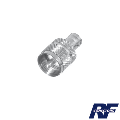 Straight 50 Ohm Adapter from BNC Female to UHF Male (PL-259) Connectors, Nickel/ Silver/ Delrin.