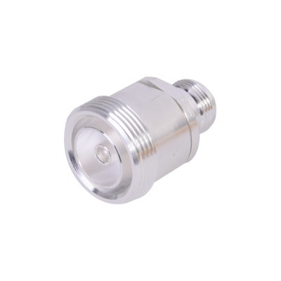 Line Adaptor  from DIN 7-16 Female to N Female Connector, Silver / Silver / PTFE.