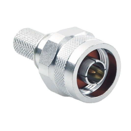N Male Connector with Captivated PIN to Crimp on LMR-400, 9913, CNT-400, RG8/U-SYS, RFLASH-1113, 7810A, 8214.