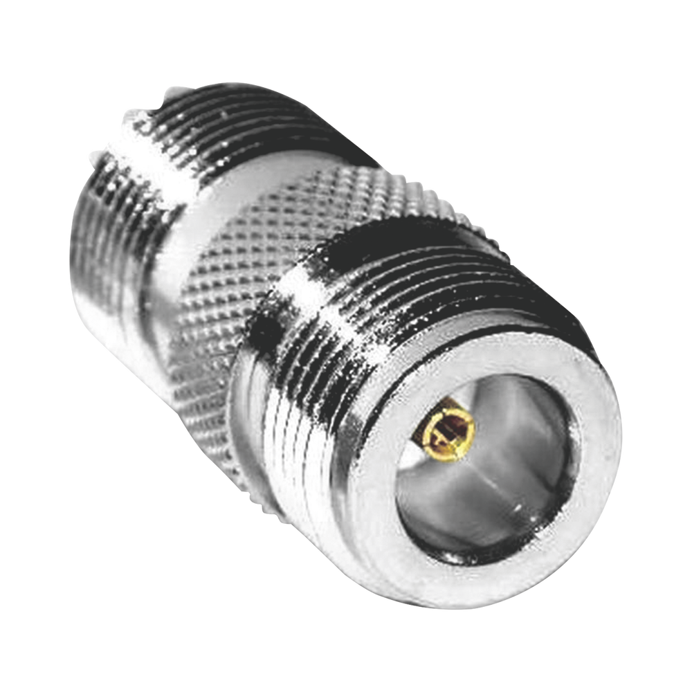 Straight Adapter from N Female to UHF Female (SO-239) Connector, Silver/ Gold/ PTFE.