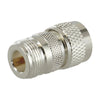 Straight Adapter from N Female to UHF Male (PL-259) Connector, Silver/ Gold/ PTFE.